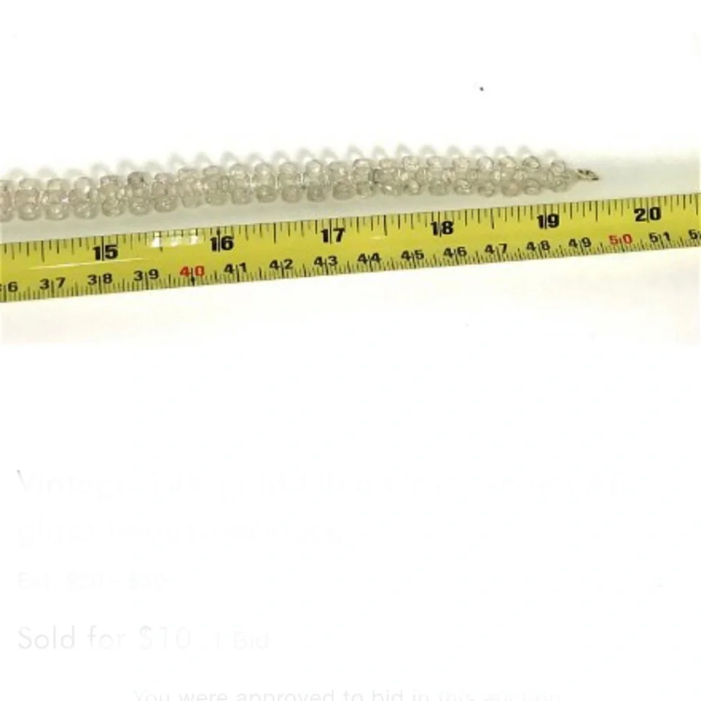 Vintage‎ 14K gold filled clasp woven AB glass beads necklace.